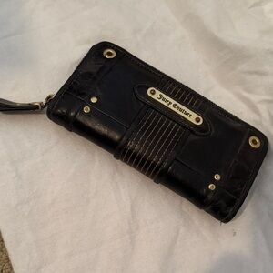 Juicy Couture Black Leather Wallet with Gold Details